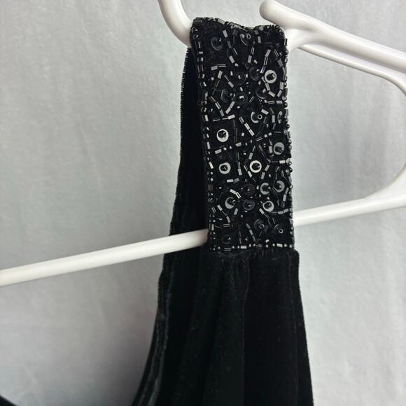 Vintage iCe Black Velvet Cowl Neck Tank Blouse Beaded Strap Womens Large Petite - Picture 5 of 8